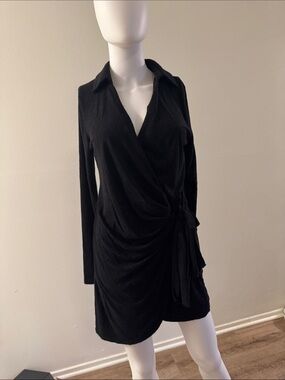 Black Wrap Dress with Tie Detail